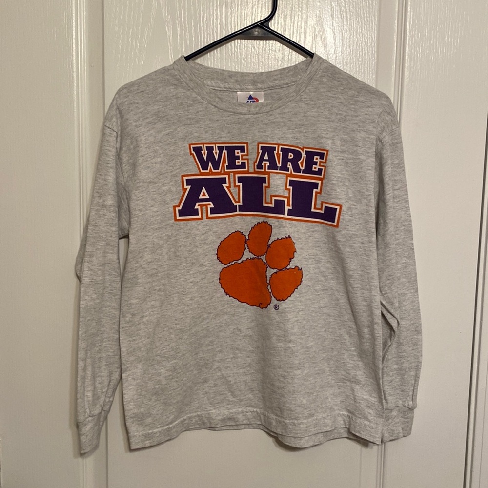 Kids Long Sleeve Clemson Tiger T-Shirt - Gray size Medium (10-12)